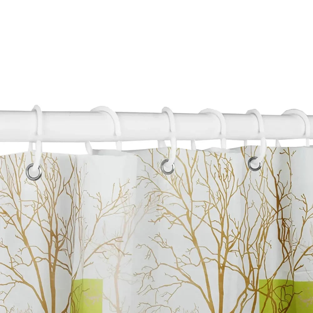 unframed Grey and Blue Abstract Art Shower Curtain, Modern Ombre Design Bathroom Curtain Fabric Gold Navy Blue with Hooks Bath C