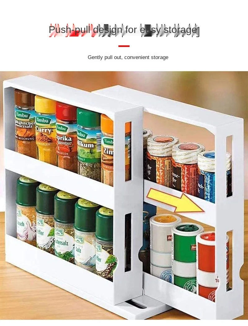 Delicate Spice Rack Double Storage Food Rack Rotating Spice Storage Shelf for Kitchen Bathroom