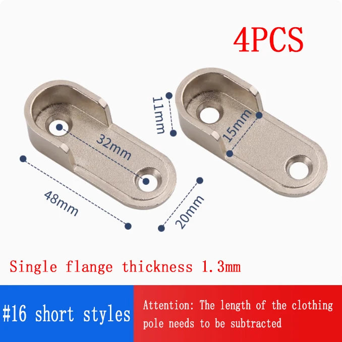 2/4/PCS Wardrobe Clothes Tube Support Closet Rod Pole End Bracket Thickening Holder Cupboard Hardware Furniture Accessories