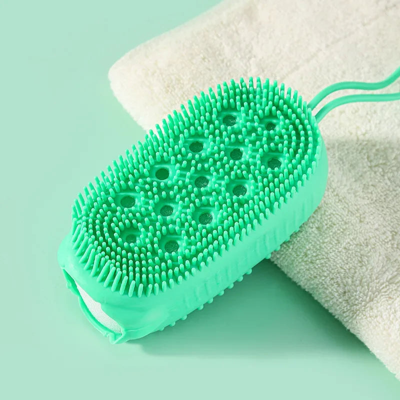 Bathroom brush silicone bath towel shower tool, labor-saving and convenient, double-sided bubble brush, sponge bath towel, house