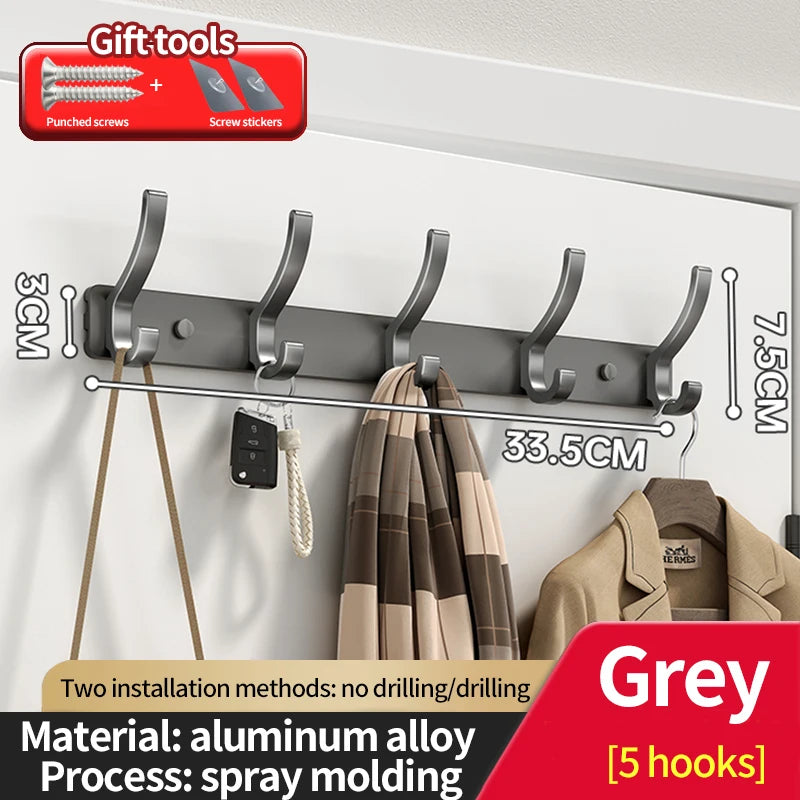 no drill Holes One Row Hangers Kitchen Towels Clothes Hats Toilet Towel Rack Storage Wall Mounted Door Back Rod Hook
