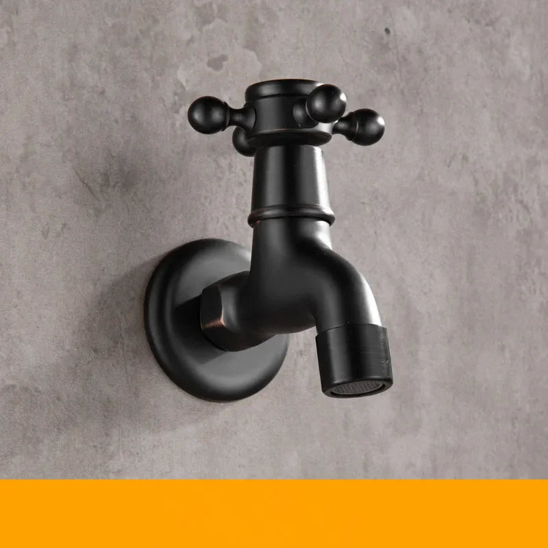 Bathroom Corner Washing Machine Faucet Black Bronze Single Cold Tap Outdoor Garden Wall Mounted Bibcock Tap Mop Pool Taps