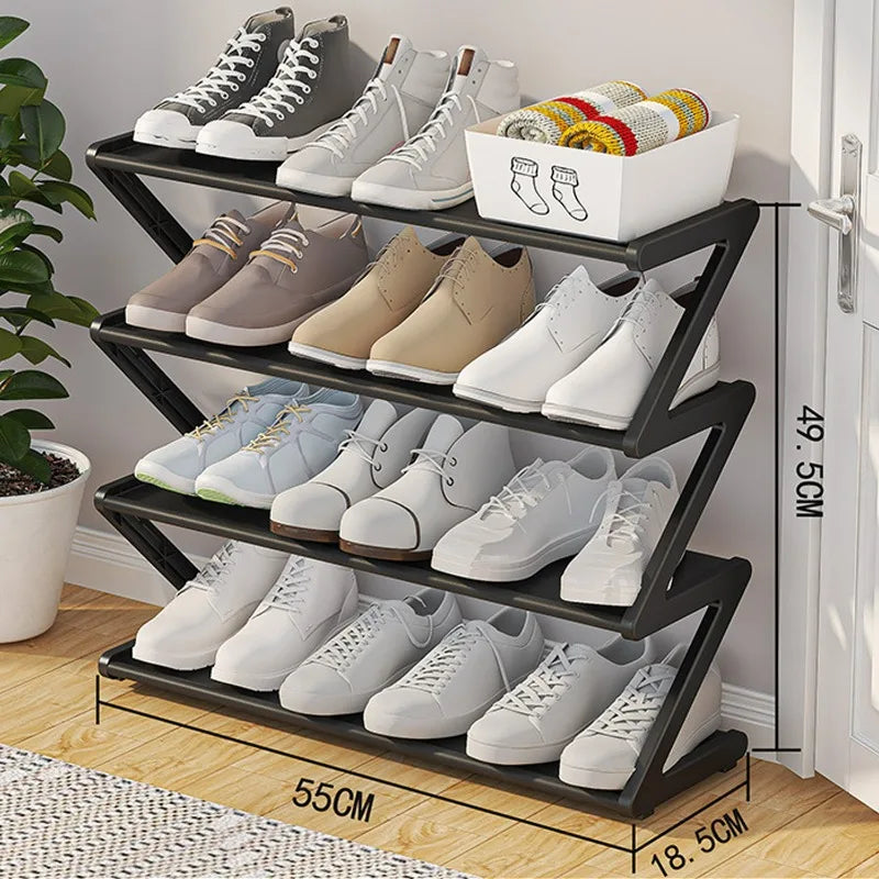 Shoe Rack Organizer Space Saving Shoes Organizer Free Standing Z-shaped Rack Multi-layer Assembly Storage for Home Dormitory