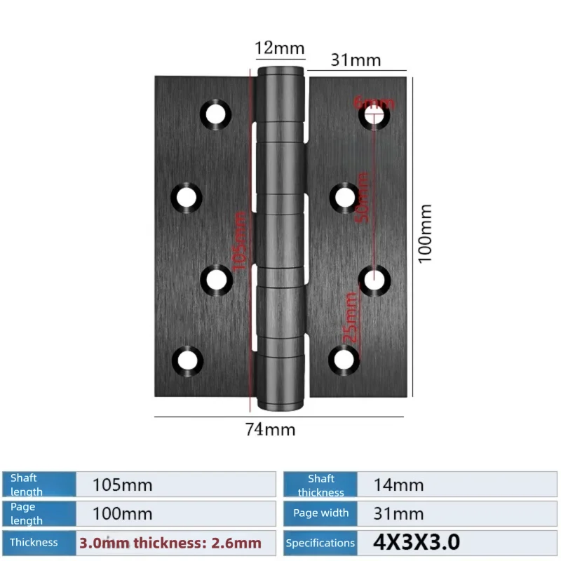 Door Hinges Stainless Steel Ball Bearing Hinge Door Hinges For Interior and Exterior Doors Square Corner Heavy Duty Wood Doors
