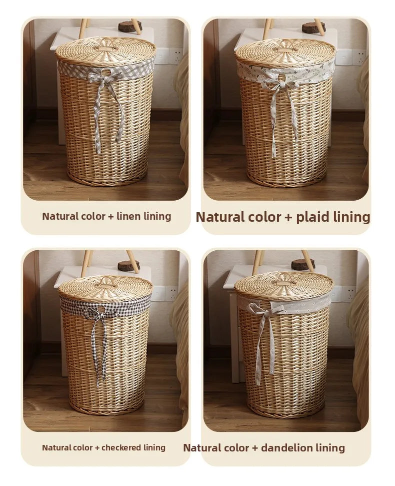 Wier Laundry Basket Dir Clothes Storage Basket with Lid Household Organizer Basket Pure l Willow Wier Basket