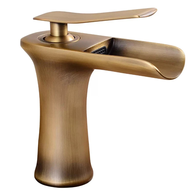 Basin Faucets Waterfall Bathroom Faucet Single handle Basin Mixer Tap Bath Antique Brass Faucet Sink Water Crane Silver Taps