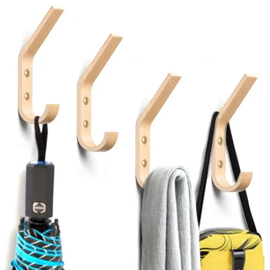 Wood Clothes Hanger Wall Mounted Coat Racks Storage Hook Key Holder Hat Scarf Handbag Hanger Organizer Home and Decoration Hooks