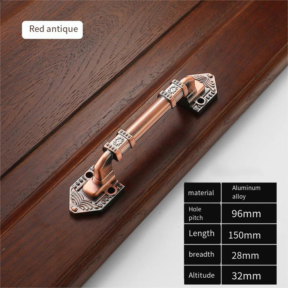 European Antique Exposed Aluminum Alloy Door Handle Push-Pull Door Handle Furniture Wood Barn Door Handle Drawer Flush Handles