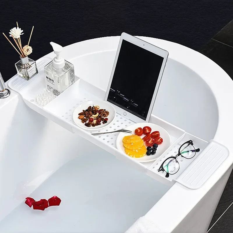 Bathtub Tray Storage Rack Shelf Tub Multi-Function Towel Organizer Retractable Bath Shelf In The Bathroom Bathtub Accessories