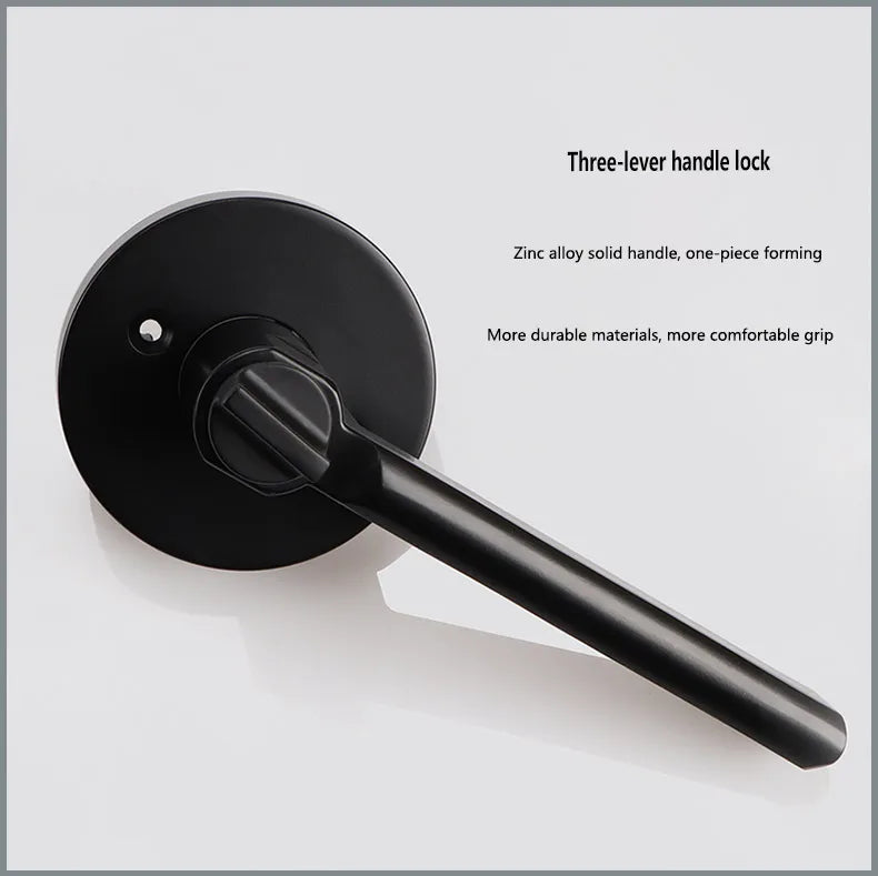 Door Lock Household Universal Silent Toilet Indoor Bedroom Lock Three-bar Handle Lock Old-Fashioned Spherical Round Door Lock