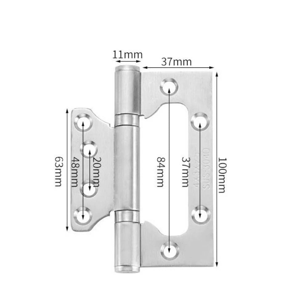 6pcs 4 Inch Stainless Steel Hinge for Bedroom Bathroom Wooden Door Slotted Free Hinges