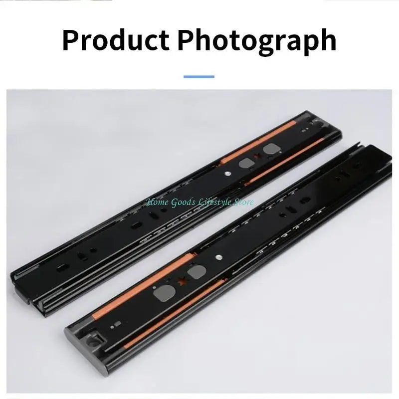 E74E 1Pair Stainless Steel Drawer Slides Buffer Damper Rails Soft Close Drawer Track Hardware Easy to Install
