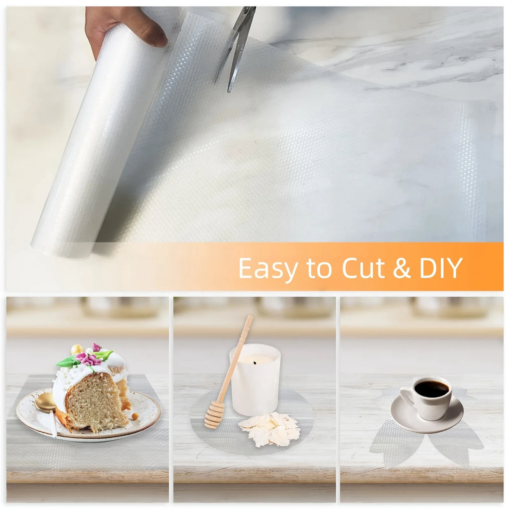 Easy-Clean Waterproof EVA Cabinet Drawer Mat Oil & Stain Resistant Cut-to-Fit for Kitchen Refrigerator Liner & Table Protection