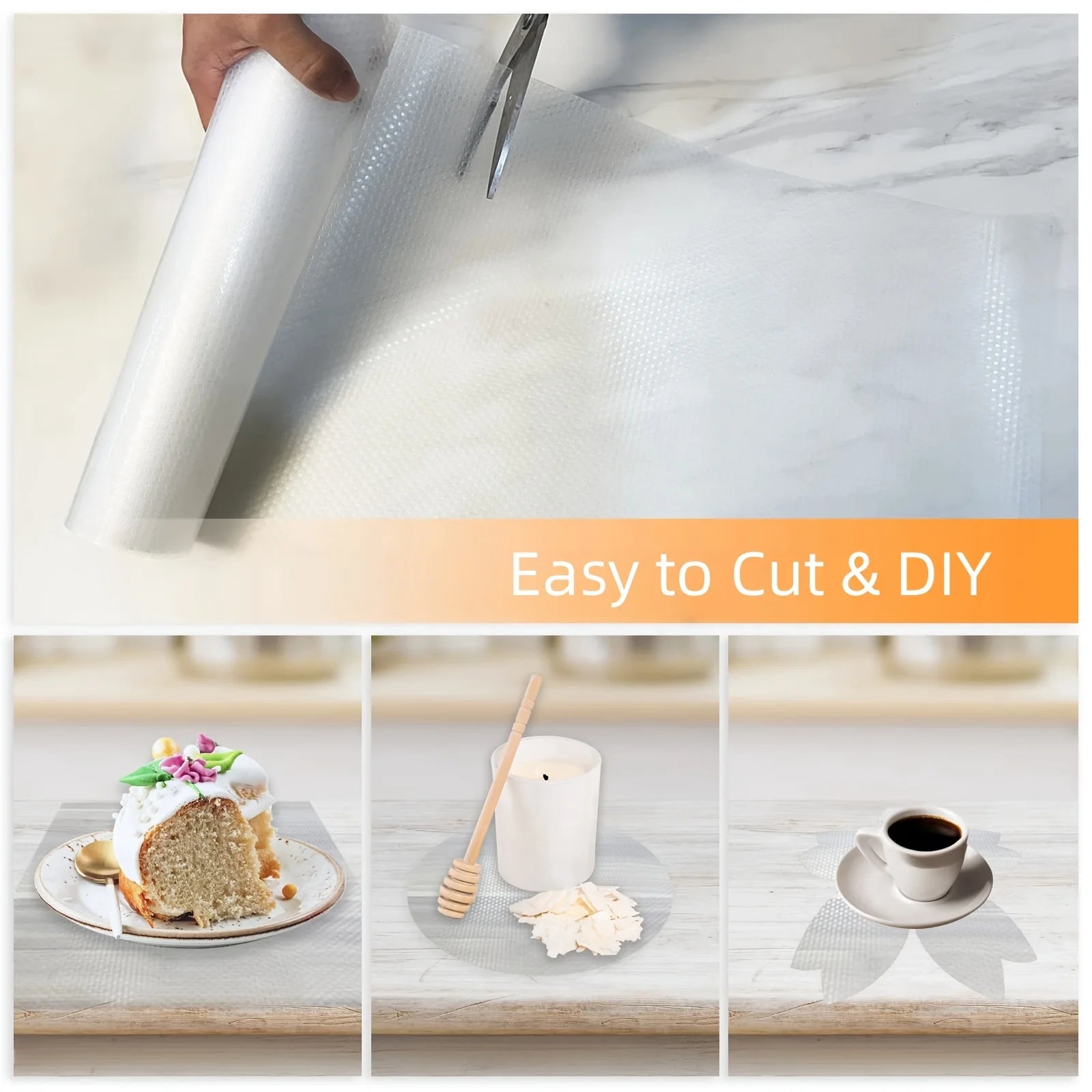 Easy-Clean Waterproof EVA Cabinet Drawer Mat Oil & Stain Resistant Cut-to-Fit for Kitchen Refrigerator Liner & Table Protection