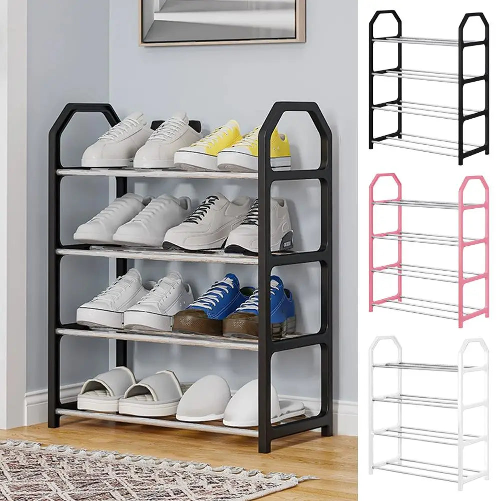 Four Layer Trapezoidal Shoe Rack Multifunctional Easy Assembly Home Dormitory Storage Cabinet for Balcony