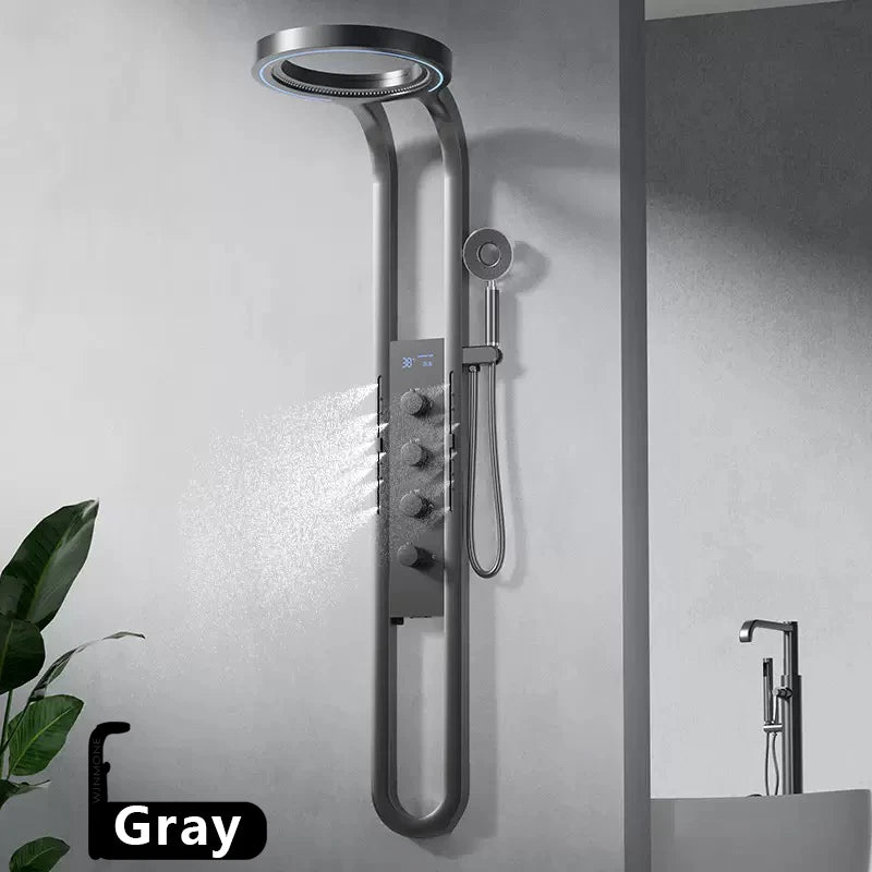 Modern High End Rainfall Shower Panel SPA Massage Jet Waterfall Showers Column Taps Set LED Display Smart Bathroom Shower System