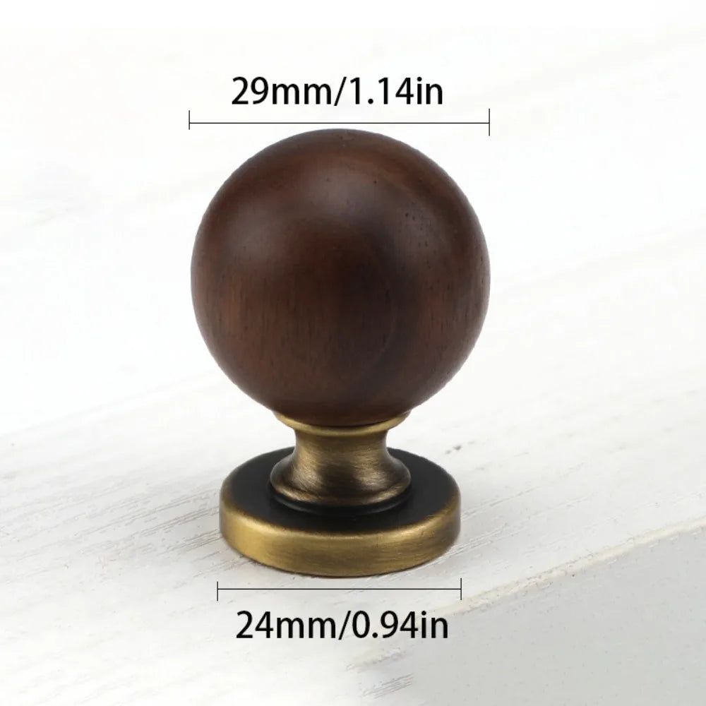 Brass Brass Cabinet Handles Walnut Wooden Walnut Knobs Luxury European Style Wardrobe Door Handles Door Handles