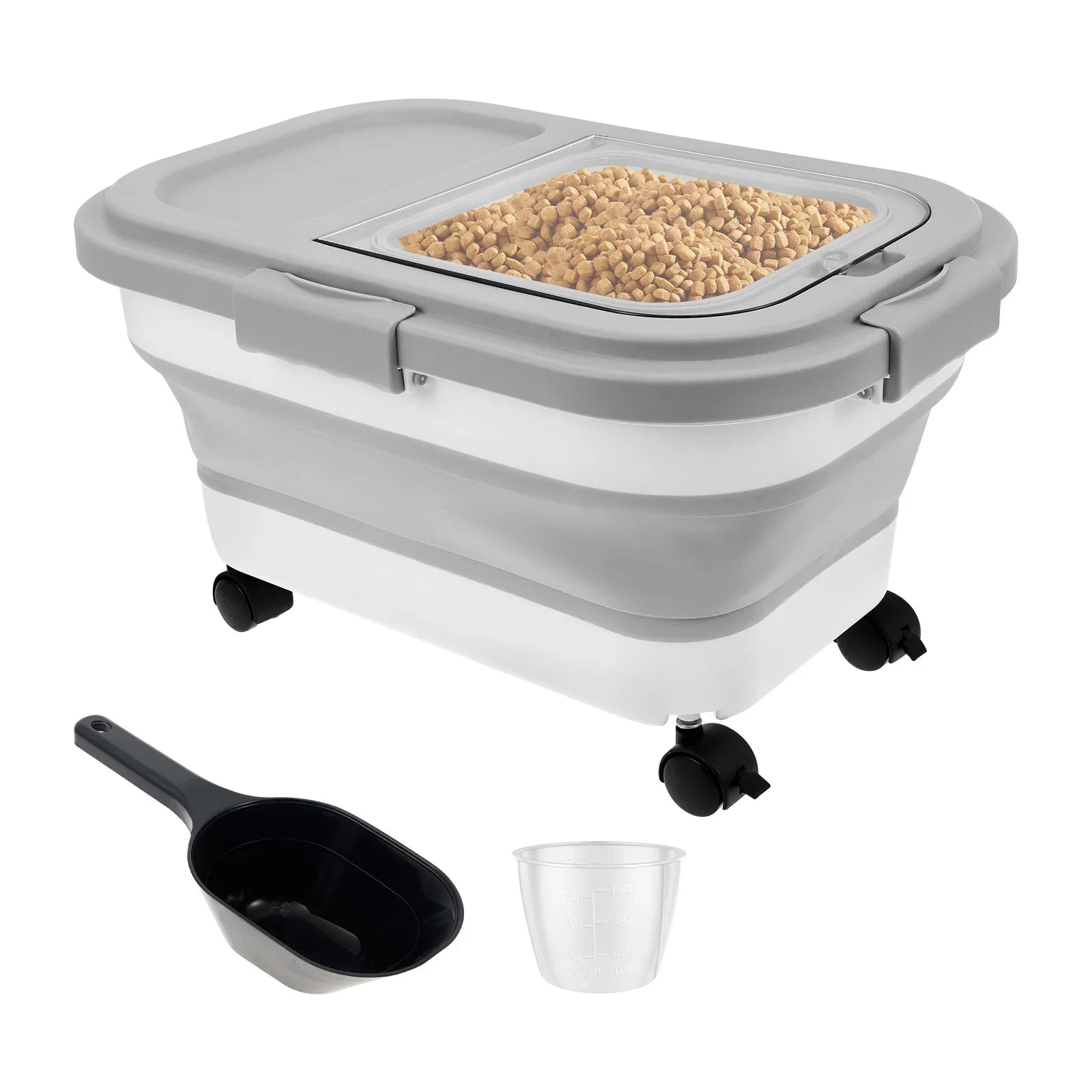 Collapsible Pet Food Storage Barrel Large Capacity Cat Dog Food Storage Container Sealing Kitchen Grain Rice Storage Boxes