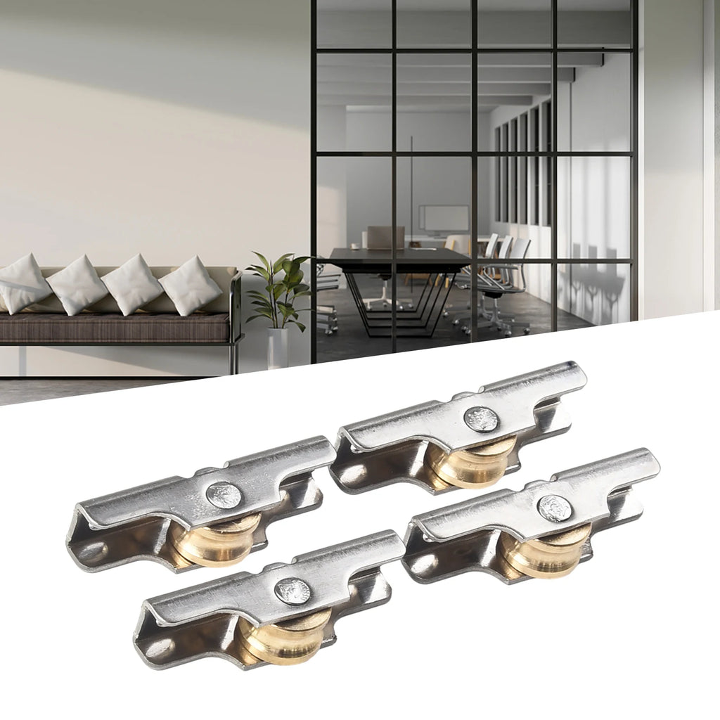 4Pcs Stainless Steel Sash Pulley Sliding Door Roller  Runner Wheel Track Pulley  Furniture Door Hardware Mute Wheel