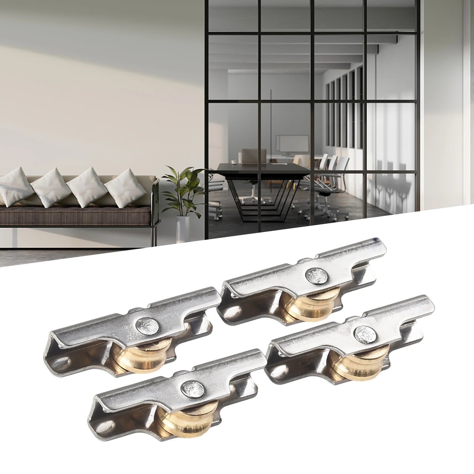4Pcs Stainless Steel Sash Pulley Sliding Door Roller  Runner Wheel Track Pulley  Furniture Door Hardware Mute Wheel