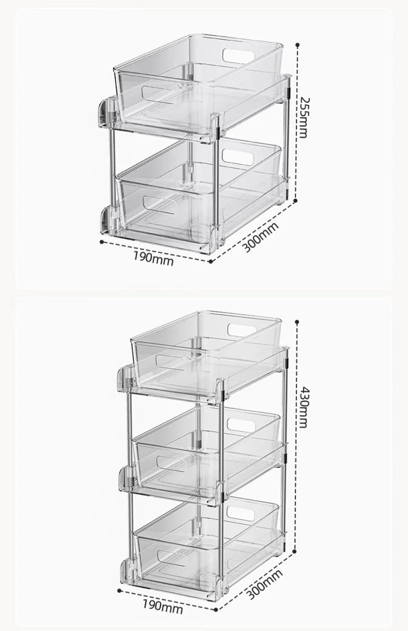 2/3 Layer Under Sink Storage Organizer Multipurpse Rack Countertop Cabinet Under Sink Storage Rack Bathroom Kitchen Organizer
