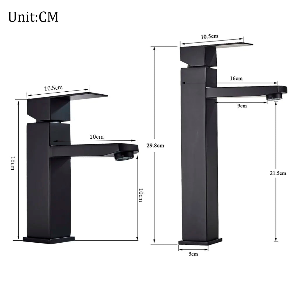Square Sink Mixer Tap Bathroom Washbasin Mixer Tap Single Handle Pop Up Drain  Matte Black Basin Faucet Deck Mounted