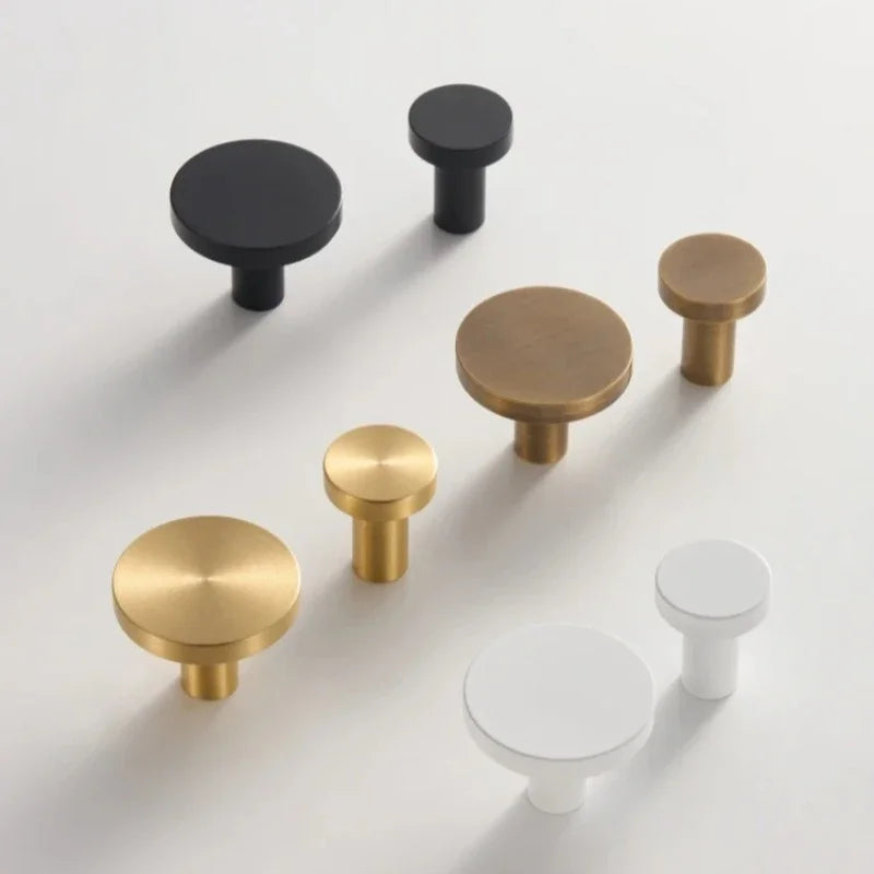 Solid Brass Circular Gold Black Antique White Cabinet Furniture Knobs Wall Bathroom Clothes Hook Handle