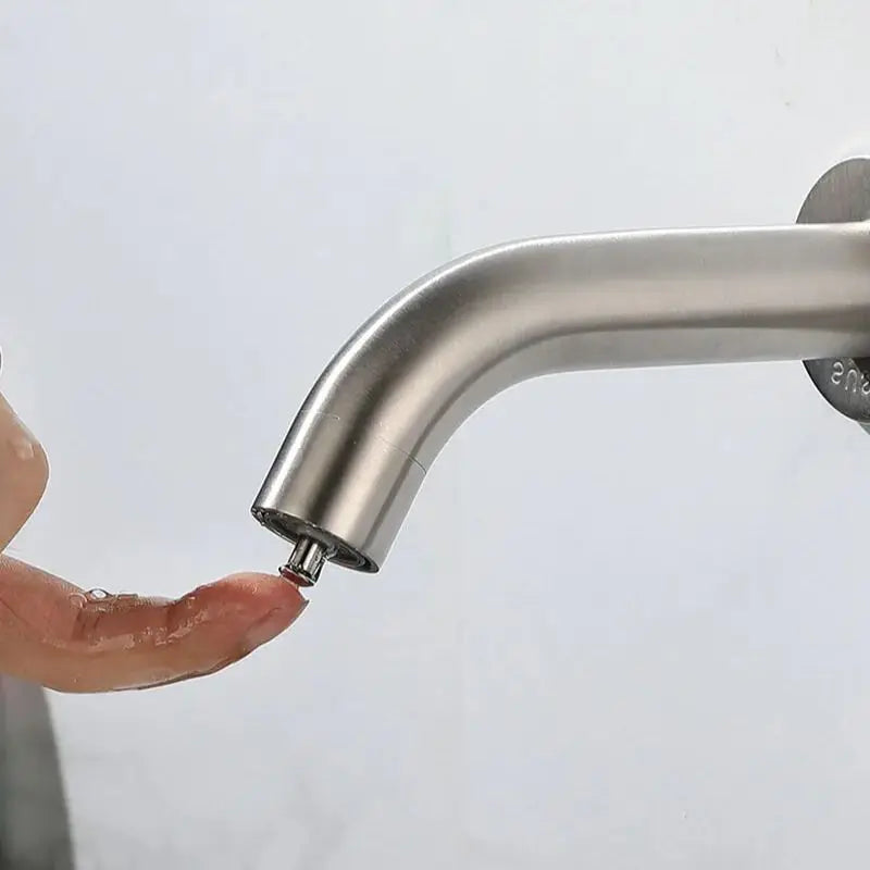 Bathroom Faucet Wall Mounted Sink Faucets Stainless Steel Cold Water Tap Touch Press Bathroom Basin Faucets Toilet Saving Tap
