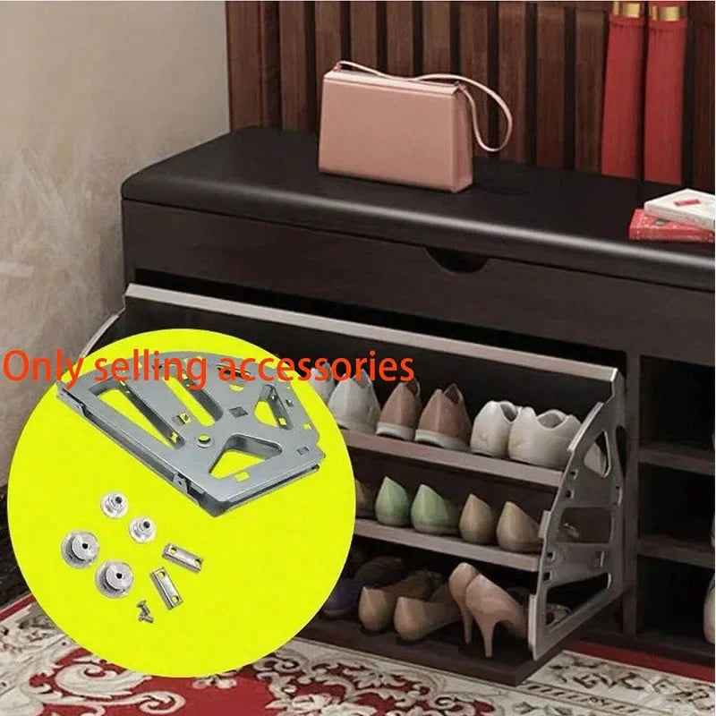 Shoe Rack Accessory - 3-Tier Connector, Thickened Iron Structure with Hidden Foldable Shelf, for Shoe Organization, 3-Layer Prac