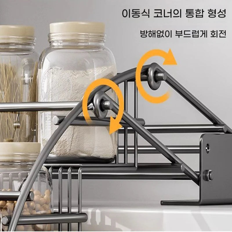 Pull-Down Cabinet Organizer Kitchen Vertical Lift  Multi-layer Spice Rack No-Drill Space Saving Heavy Duty Metal Rack holder New