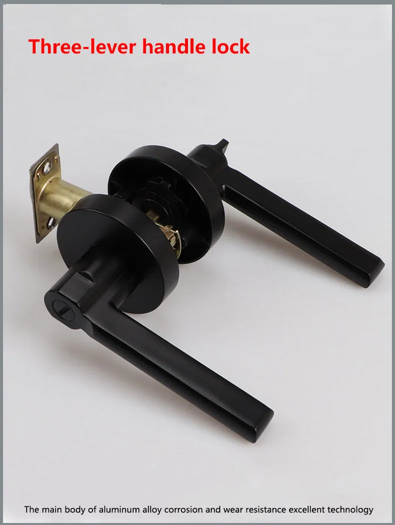 Door Lock Household Universal Silent Toilet Indoor Bedroom Lock Three-bar Handle Lock Old-Fashioned Spherical Round Door Lock