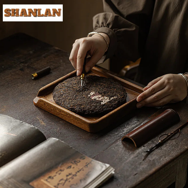Chinese Walnut Square Food Tray Solid Wood Puer Tea Set Tray Home Breakfast Tray Cake Tray Flower Pot Bonsai Gardening Holder