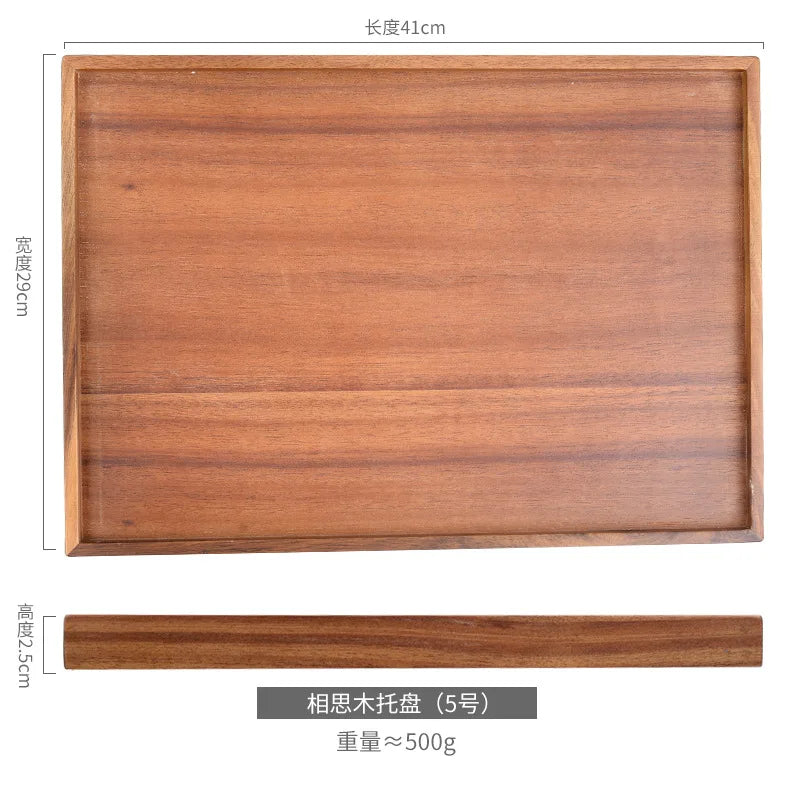Walnut Wooden Serving Tray Tea Cup Saucer Trays Fruit Plate Storage Pallet Plate Decoration Japanese Food Rectangular Plate