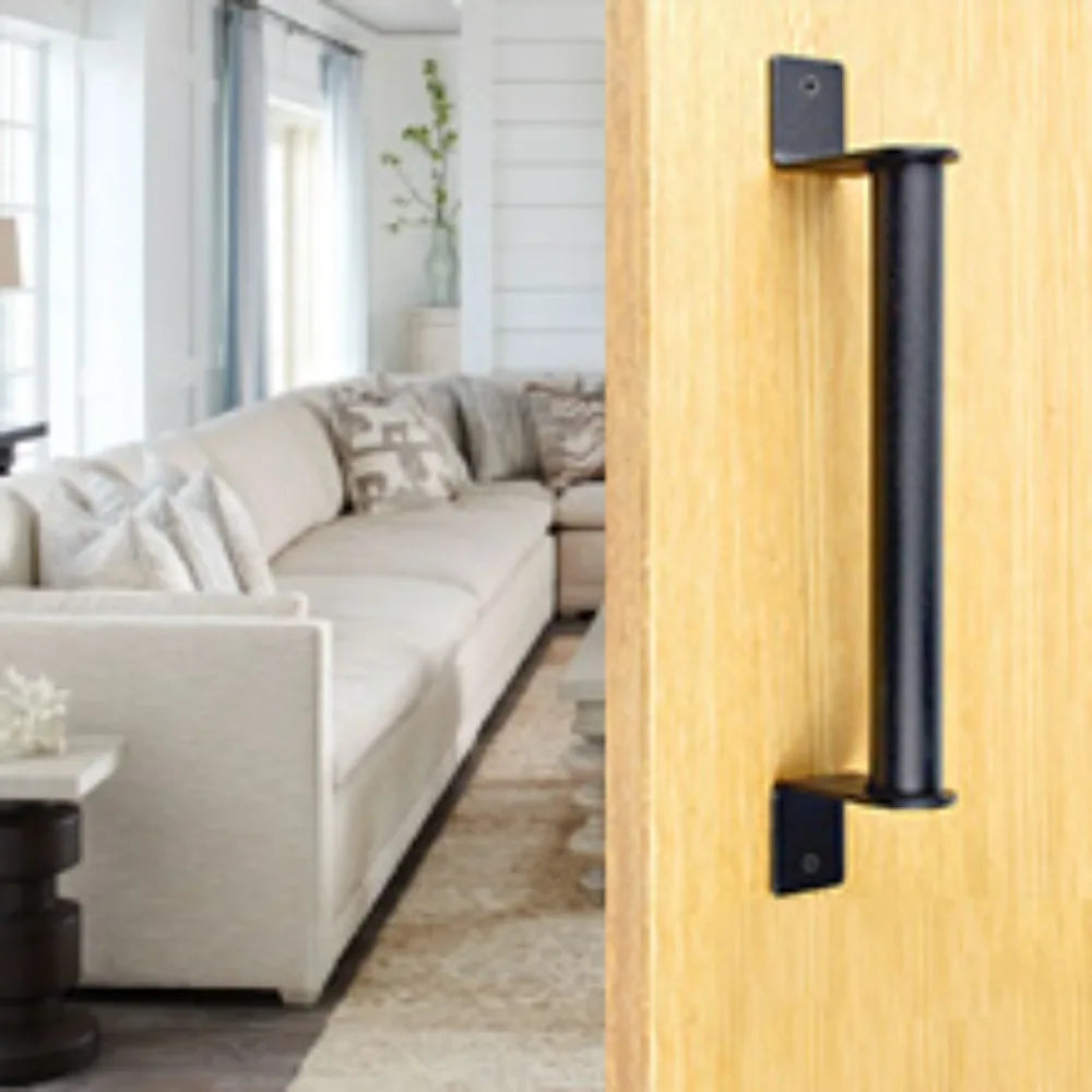 Long Base Barn Door Pull Knob Heavy Duty Black Sliding Barn Door Handle Modern Design Easy Install Barn Door Hardware