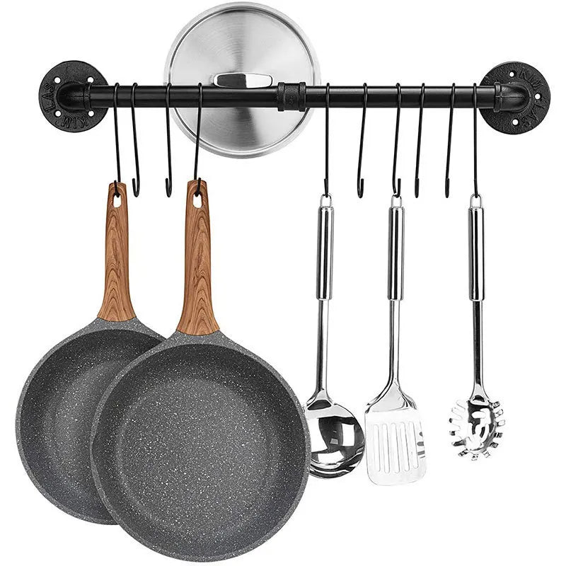 Kitchen Hook Hanging Rod Rack Punching Multi-functional Spatula Storage Wall-mounted Rack Kitchenware Bathroom Home  Big Storage