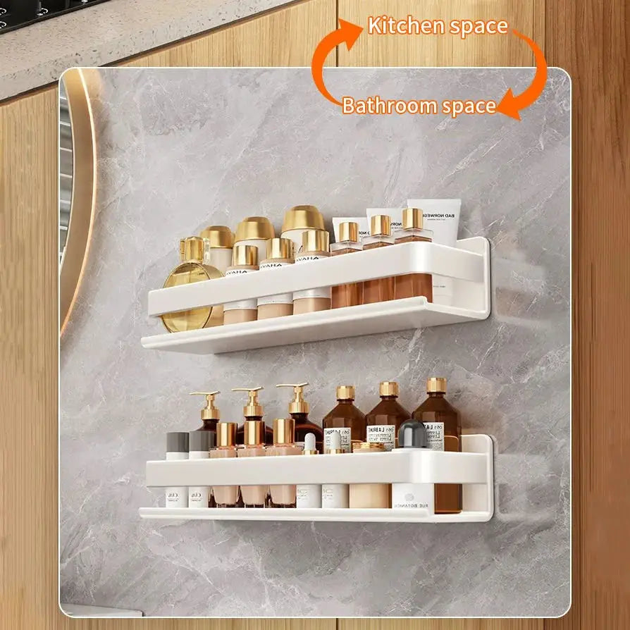 Bathroom Shelf Wall-Mounted Spice Rack Multifunctional Item Shelf Condiment Storage Shampoo Organizer Rack Kitchen Accessories
