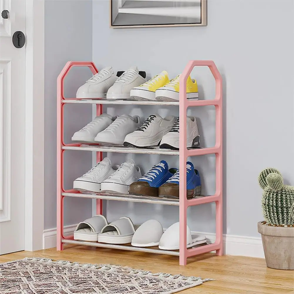 Four Layer Trapezoidal Shoe Rack Multifunctional Easy Assembly Home Dormitory Storage Cabinet for Balcony
