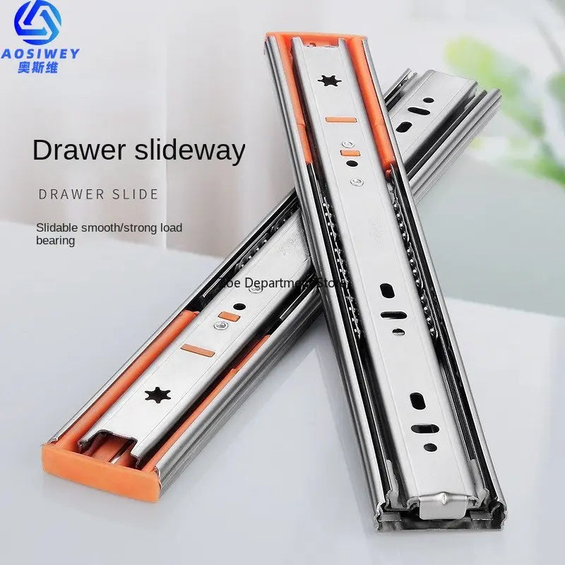 Buffer Damper Rails 10"-22" Stainless Steel Cabinet Slides Soft Close Three-Section Drawer Rails Drawer Slides Hardware