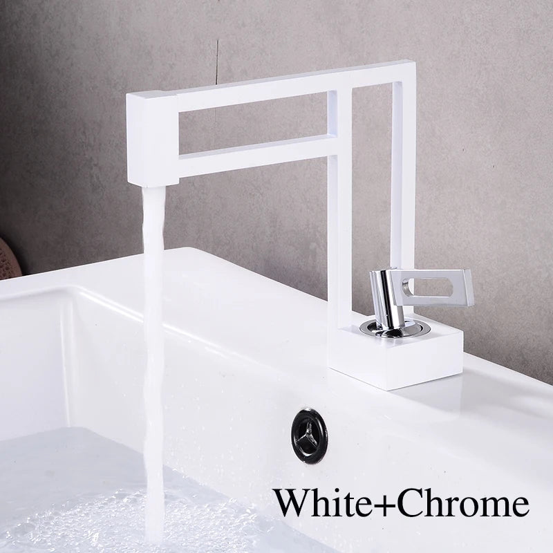 BAKALA Modern Basin Faucets Black Sink Mixer Taps Brass Bathroom Taps Square Vessel Sink Faucet Black Basin Mixer Cold Hot Water