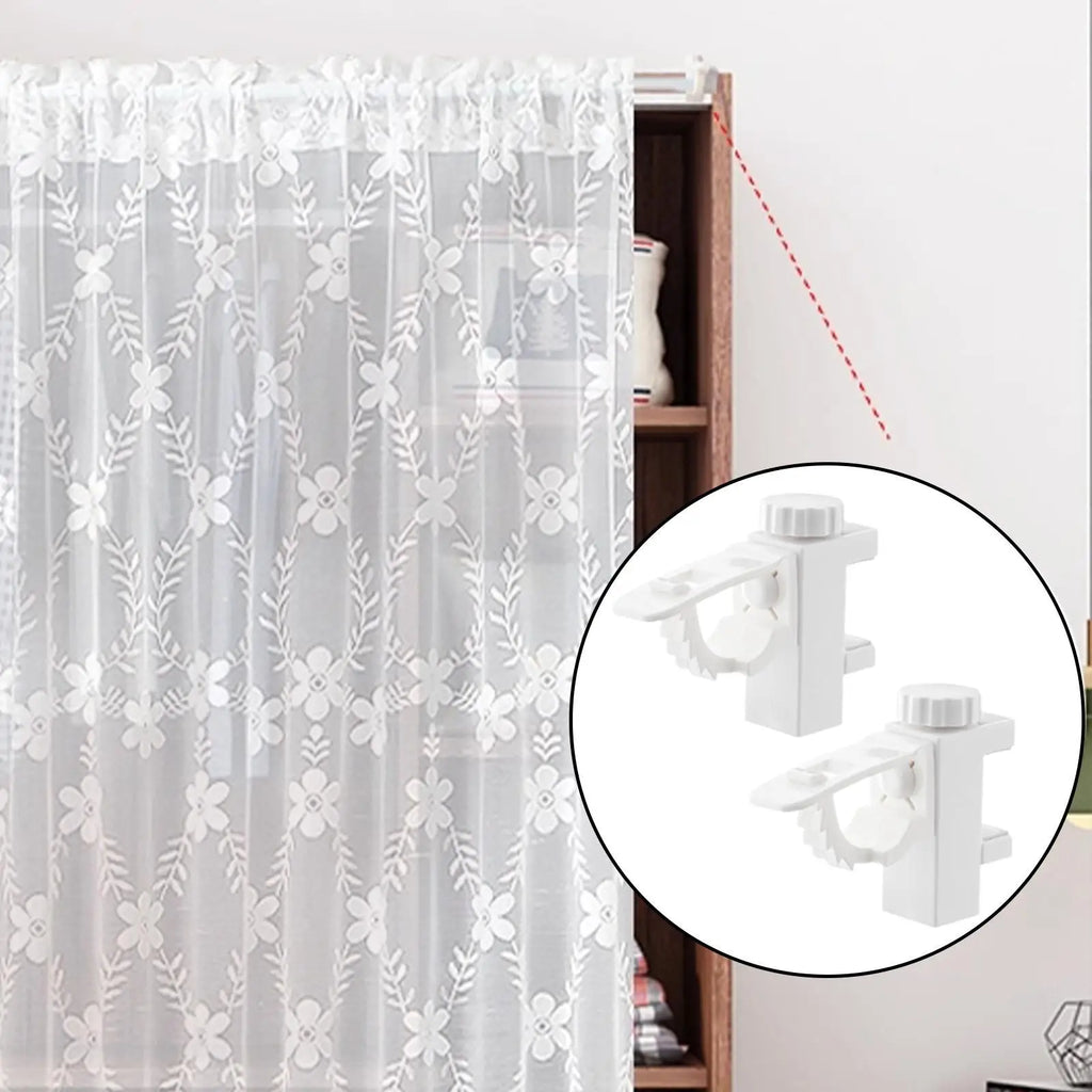 2x Curtain Rod Holders Universal Easy Installation Flexible Curtain Hangers for Restroom Living Room Hotel Bedroom Cabinets