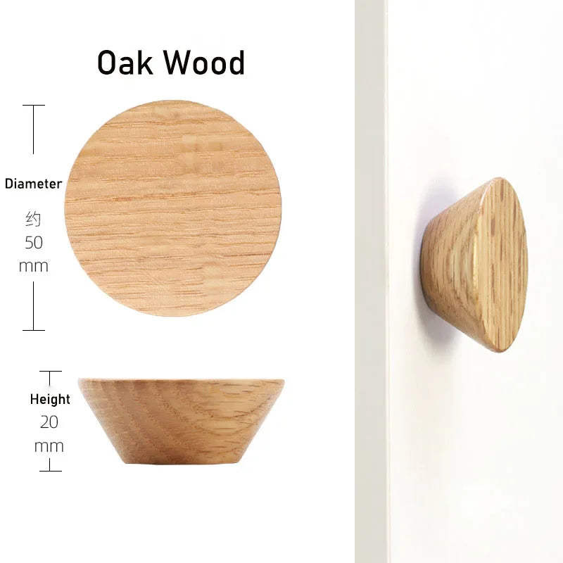 circular button handle modern cabinet handles solid wood home wardrobe drawer cabinet handle single hole wooden handle