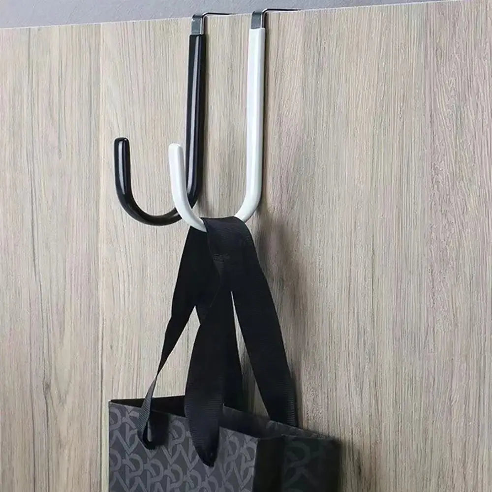 Towel Coats Hangers Nonstick Non-punching Over The Door Hooks Rubber Prevent Scratches Hanging Organizer Clothes Storage Holder