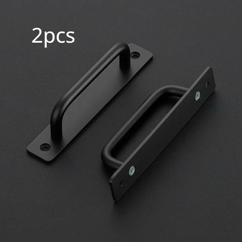 Barn Door Handles, Sliding Door Handle, Black Cabinet Handles, Door Pull Handle, Aluminum Alloy Door Pulls with Plate