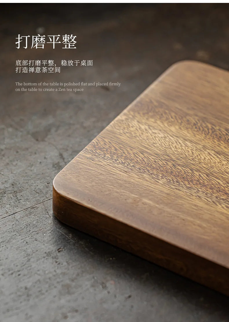 Chinese Walnut Square Food Tray Solid Wood Puer Tea Set Tray Home Breakfast Tray Cake Tray Flower Pot Bonsai Gardening Holder