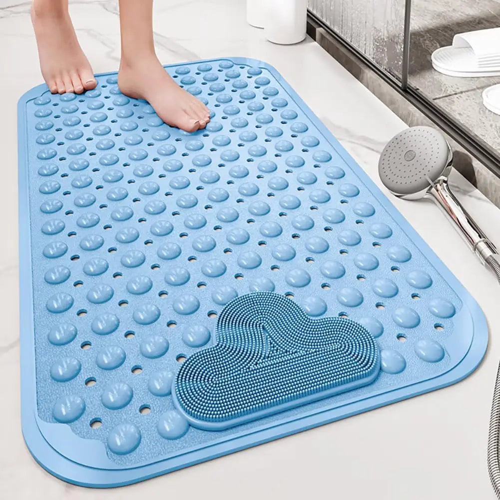 1Pc Shower Mat with Suction Cups and Drainage Holes, Shower Mat with Massage Cushion, Large Shower Bath Mat for Bathroom Shower