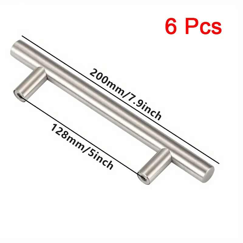 6Pcs Stainless Steel Handles For Cabinets And Drawers Kitchen Handles Bathroom Cabinets handles Cabinet Metal Furniture Handles
