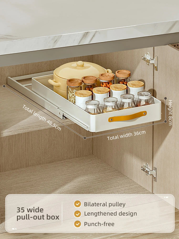 Kitchen Pull Out Shelf Slide Drawer Cabinet Slide out Shelf Dishes Organizer Cabinets Organizer with Handle Kitchen Drawer