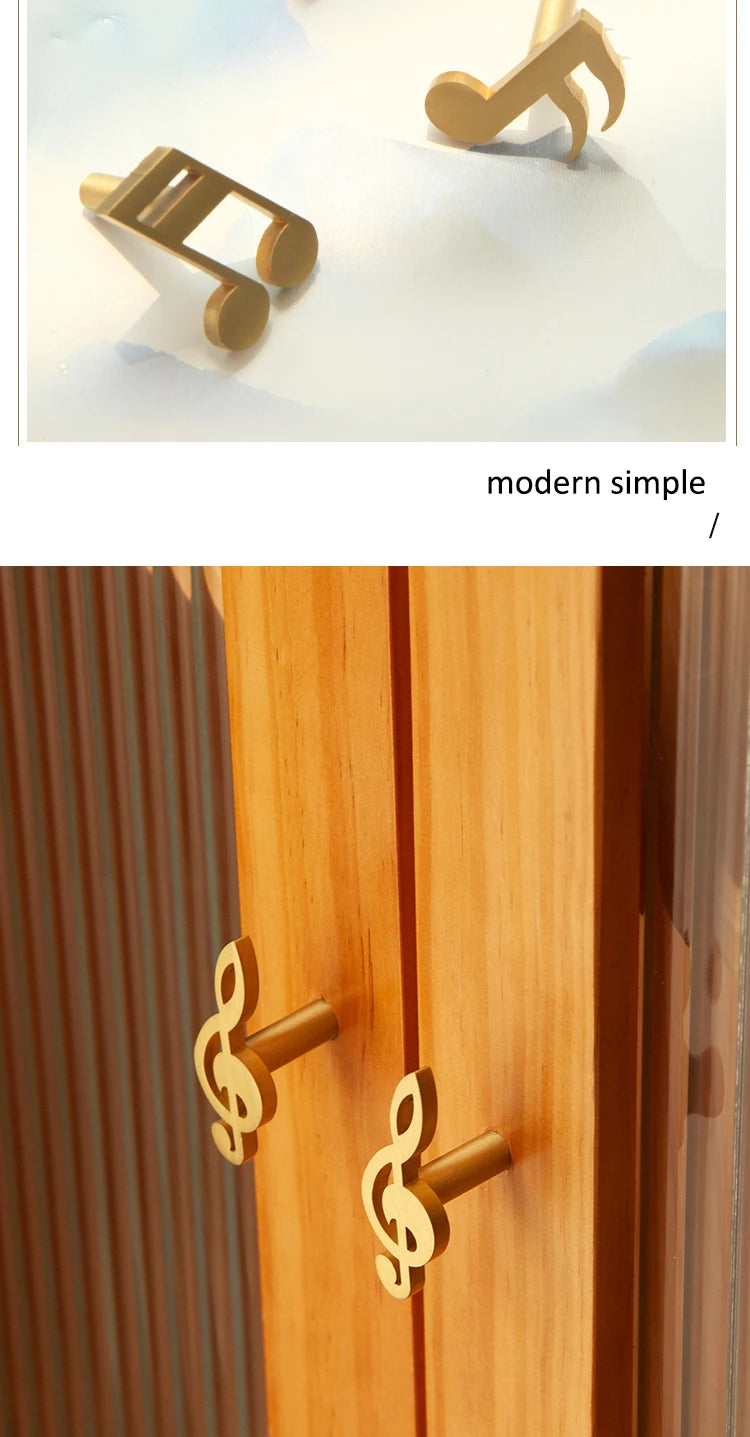 Musical Note Brass Furniture Handles and Knobs for Kitchen Cabinet Modern Dresser Door Handle Drawer Pulls
