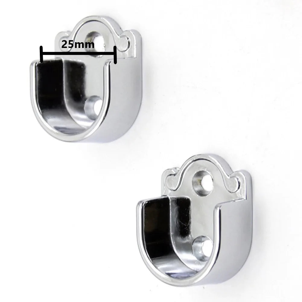 Wardrobe Rail Hanger Rod Socket Support Tube Round End Bracket Holder Heavy Duty U Shaped Rod Socket Home Hardware Accessories