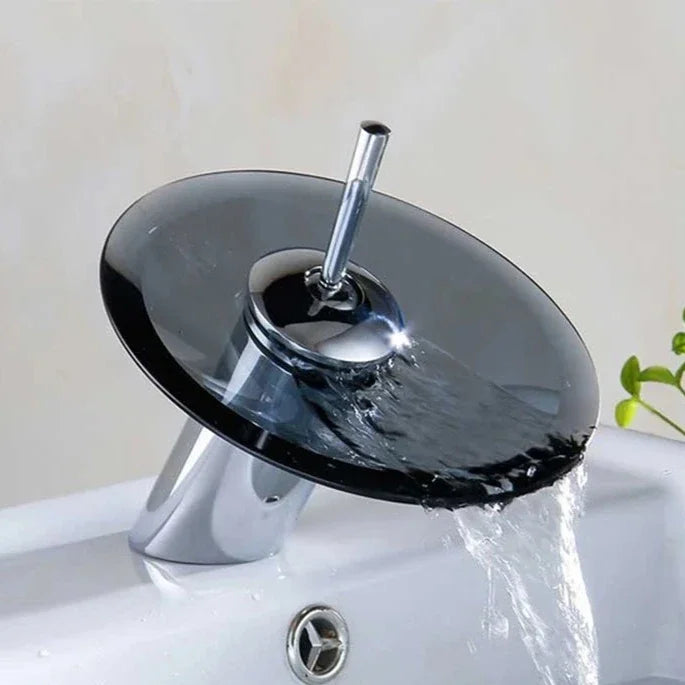 Bathroom Faucets Household Wash Basin Sink Taps Colorful Glass Waterfall Faucet Chrome Single Lever Mixer Tap Deck Mounted